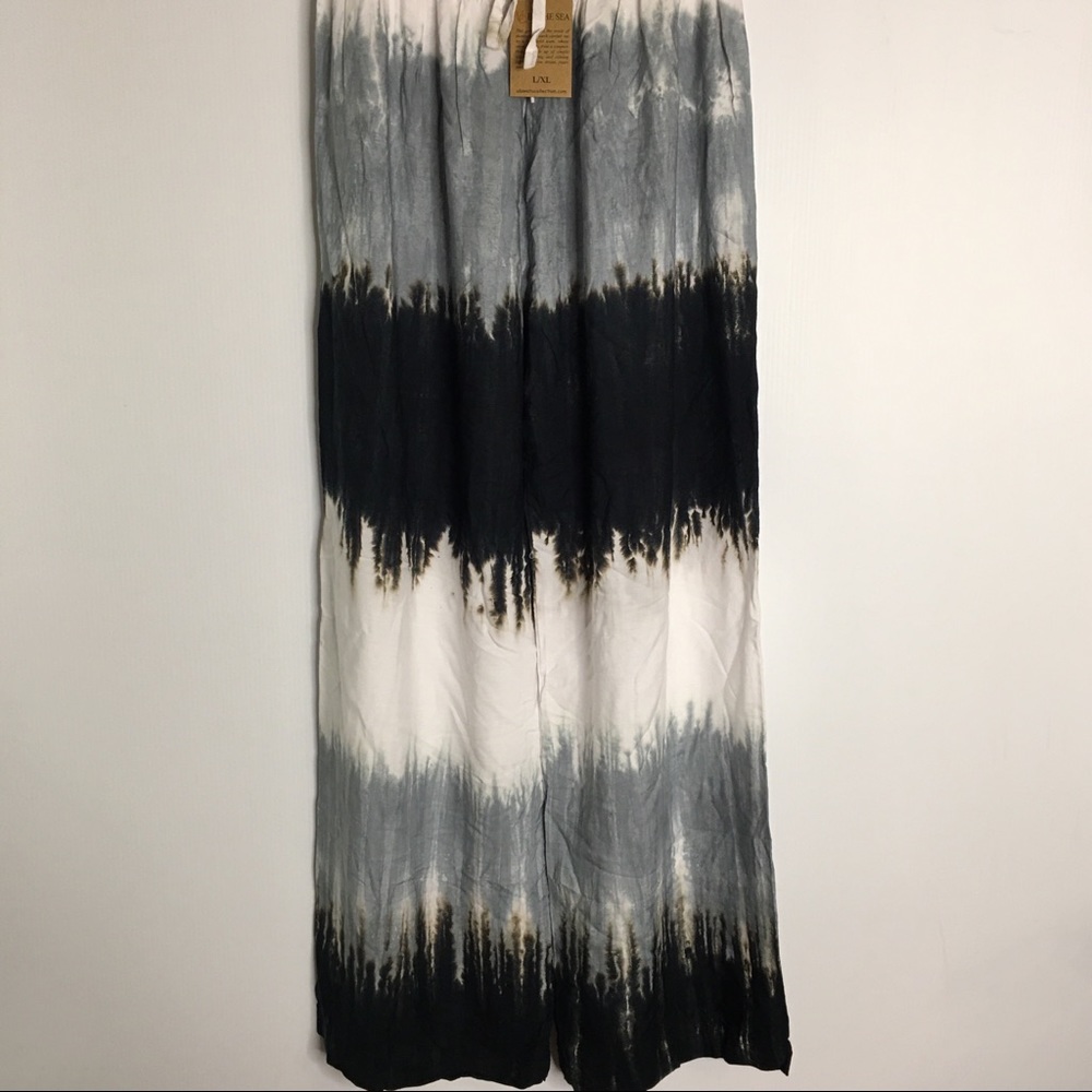 Tie-Dye Wide Leg Pants - Black & Gray - Picture 4 of 11